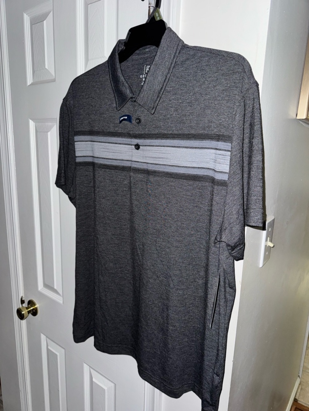 George Men's Performance Polo Shirt XL NWT Charcoal Gray Chest Stripe Golf Activ - Picture 4 of 9